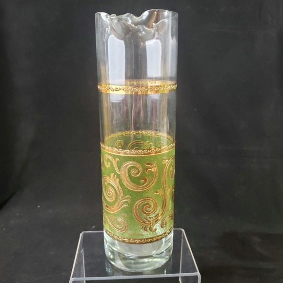 Vintage Culver Signed 24K Gold Green Toledo Cocktail Martini Pitcher & 6 Glasses - Picture 15 of 15